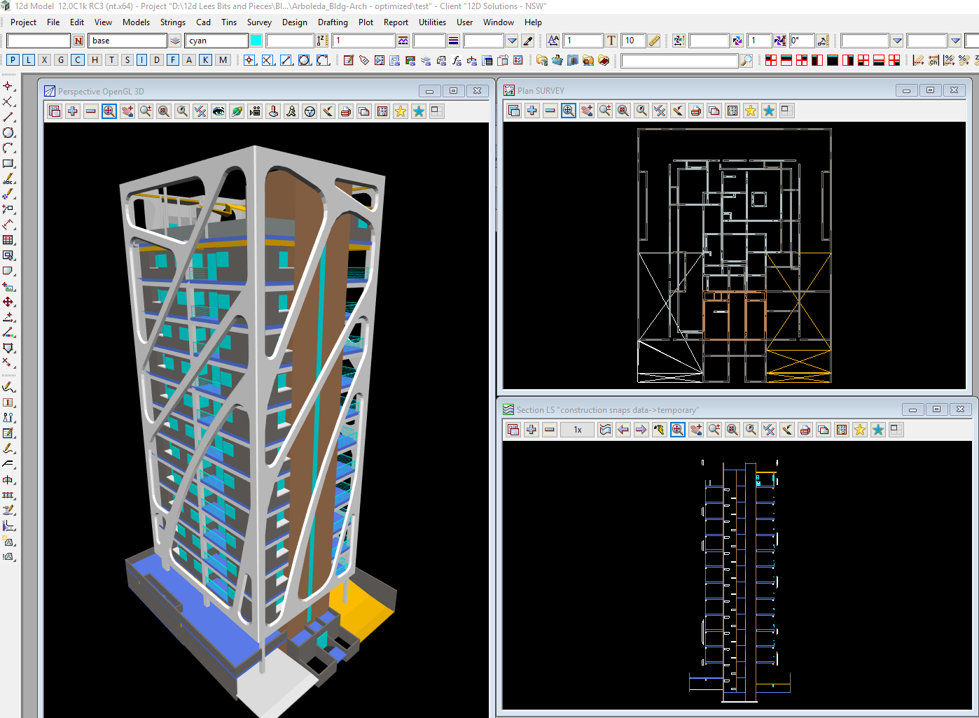 Data loaded into 12d Model from ArchiCAD IFC files